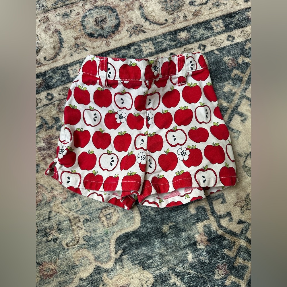 Red Toddler Apple Print Shorts